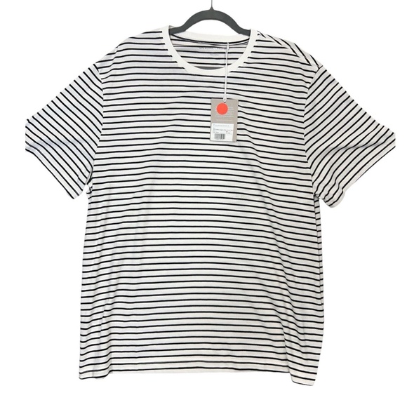 Everlane T-Shirt Essential Organic Crew Neck Pullover Stripe Black White Men XXL - Picture 2 of 11